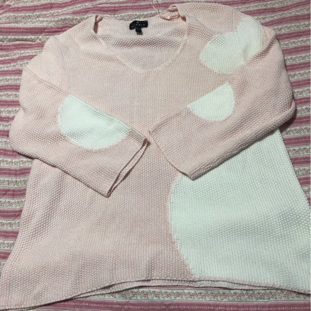 MARBLE Pink and White Crew Neck Sweater-L real nice sweater- new or like new